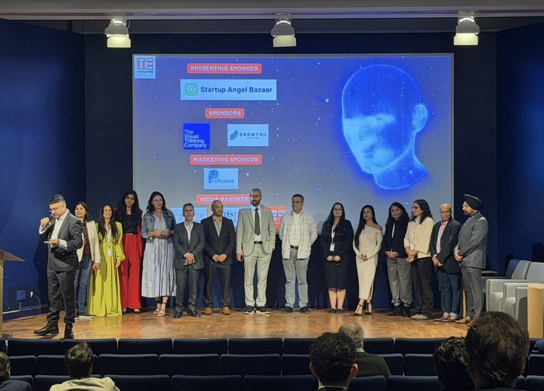 Sponsors, judges and organizers on stage at Spring Pitch Fest 2026